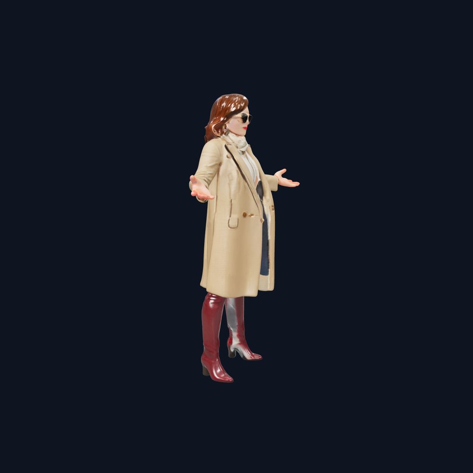 Stylish Female Character in Coat Rigged and Animated